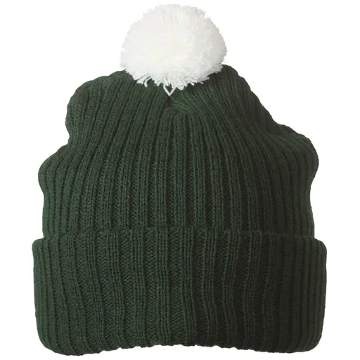 Myrtle Beach (Daiber) Pletená čiapka s brmbolcom MB7540 - Tmavozelená / biela | uni
