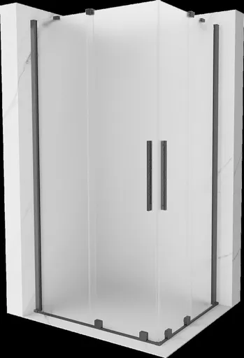 MEXEN/S - Velar Duo sprchovací kút, posuvné dvere 100 x 90, dekor, grafit kartáčovaná 871-100-090-32-66