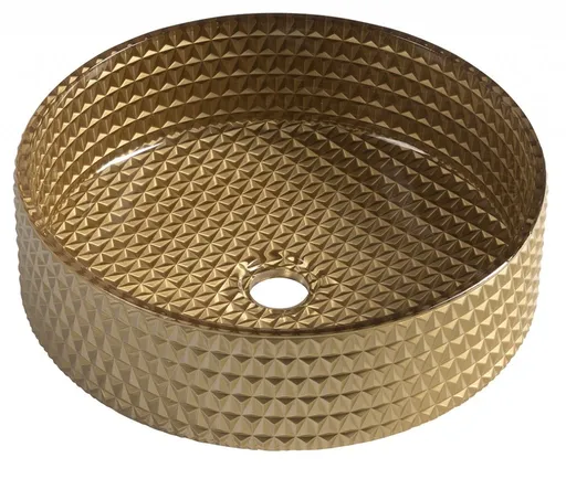 SAPHO - MARAGUA gravírované sklenené umývadlo na dosku priemer 39,5cm, zlato TY214Z