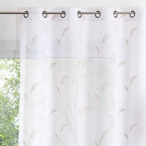 Etamínová záclona s výšivkou rastlín