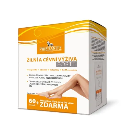 Priessnitz Žilová a cievna výživa Forte 60 tbl + Priessnitz Gél na žily a cievy De luxe 125 ml ZDARMA