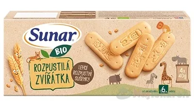 SUNAR BIO SUŠIENKY Roztopašné zvieratká 6m+ 4x40g