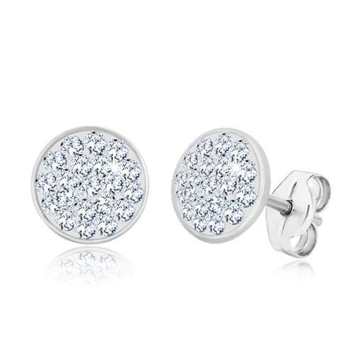 Strieborné 925 náušnice - trblietavý kruh vykladaný transparentnými zirkónmi