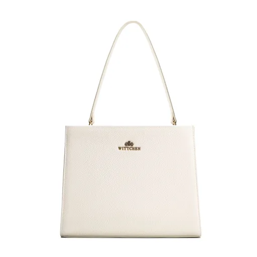 Kožená kabelka so šnúrkami krémový 100-4E-204-0