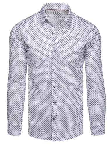 Pánska ležérna biela košeľa s diamantovým vzorom Dstreet DX2620