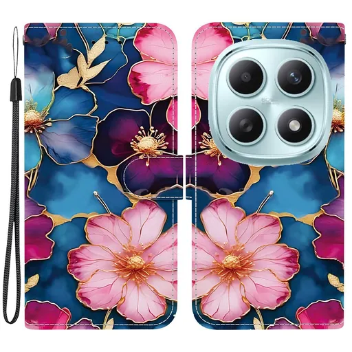 ART Peňaženkový obal pre Xiaomi Redmi Note 15 5G / POCO M8 5G BLUE PINK FLOWER