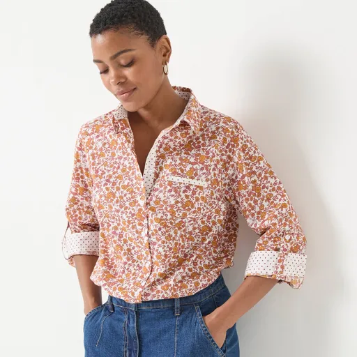 Košeľa s rukávmi na ohrnutie s kvetinovou potlačou