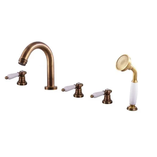 Vaňová batéria RAV Slezák MORAVA so sprchovacím setom stará mosadz MK562.0PSM