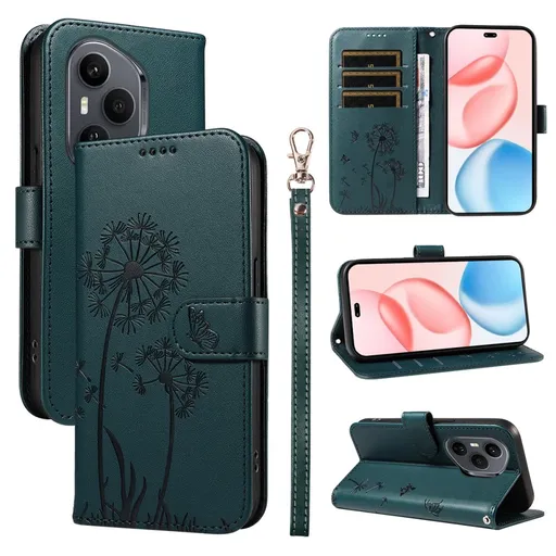 ART DANDELION Peňaženkové puzdro pre Honor 400 Pro 5G tmavozelené