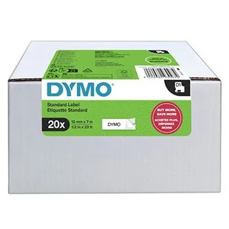 Dymo D1 2231632, 12mm x 7m, čierna tlač / biely podklad, originálna páska, 20ks