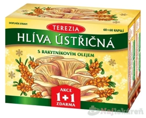 TEREZIA HLIVA USTRICOVITÁ S RAKYTNÍKOVÝM OLEJOM Vianočné balenie 60+60 zadarmo 120 ks