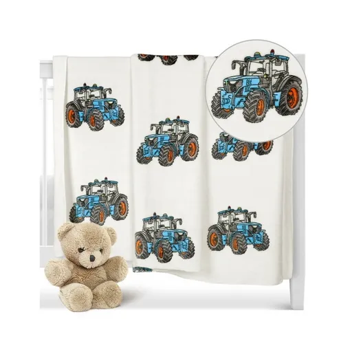 Bellatex Detská prikrývka Ella Traktor modrá, 100 x 150 cm