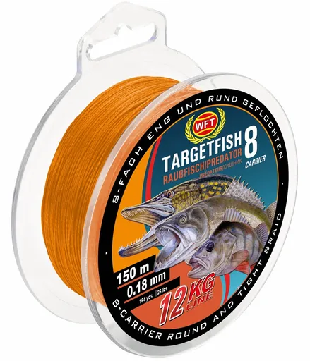 Wft splietaná šnúra tf8 raubfisch predator oranžová 150 m - 0,22 mm 20 kg