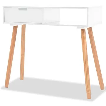 Odkladací stolík, masívna borovica, 80 x 30 x 72 cm, biely (244737)