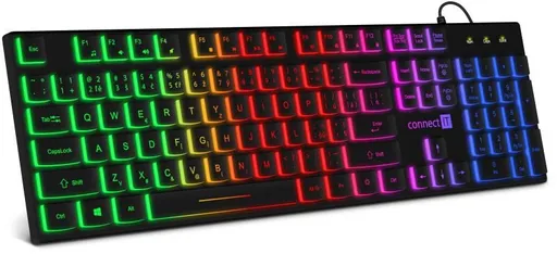 CONNECT IT kancelárska podsvietená klávesnica Chocolate RNBW, CZ + SK verzia, čierna