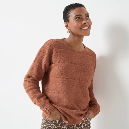 Pulóver s okrúhlym výstrihom, z úpletu s predĺženým vláknom