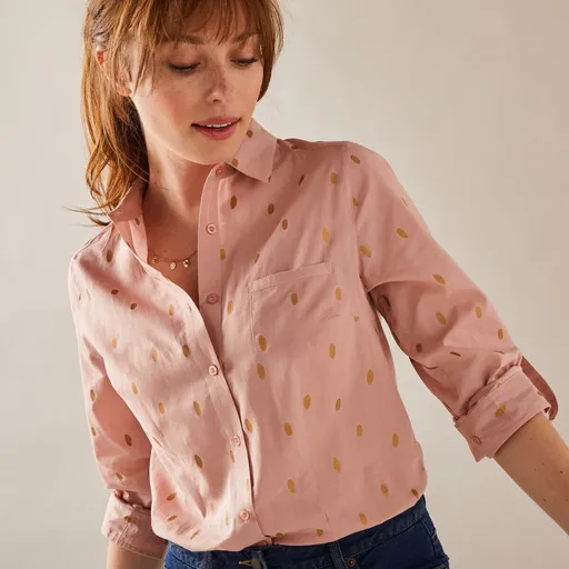 Košeľová blúzka so zlatou potlačou