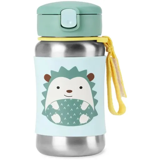 Skip Hop Spark Style Straw Bottle fľaša na vodu z nehrdzavejúcej ocele s rúrkou Hedgehog 12 m+ 350 ml