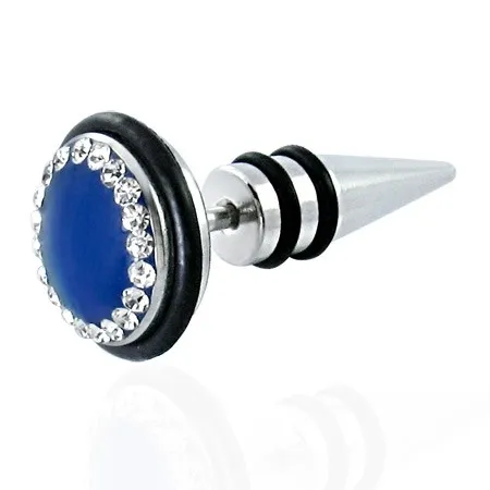 Falošný piercing s veľkým modrým zirkónom