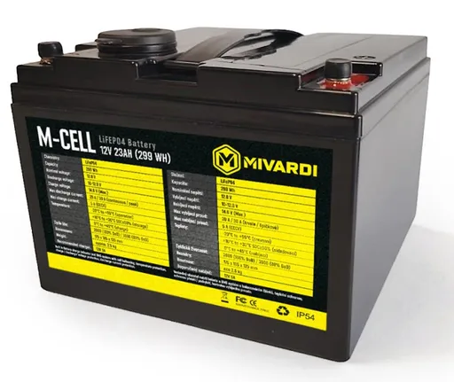 Mivardi batéria m-cell lifepo4 12v 23ah + 5a nabíječka
