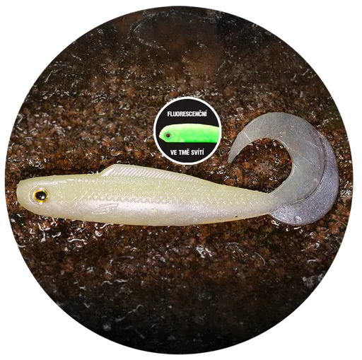 Redbass gumová nástraha twister kixter lemon uv glow - l 100 mm