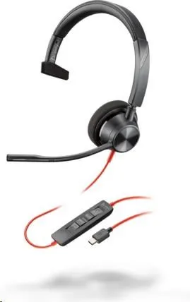 Poly Blackwire 3310 náhlavná súprava, USB-C/A adaptér, mono