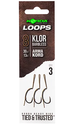 Korda hotové montáže loop rigs klor barbless - háčik 8 nosnosť 30 lb
