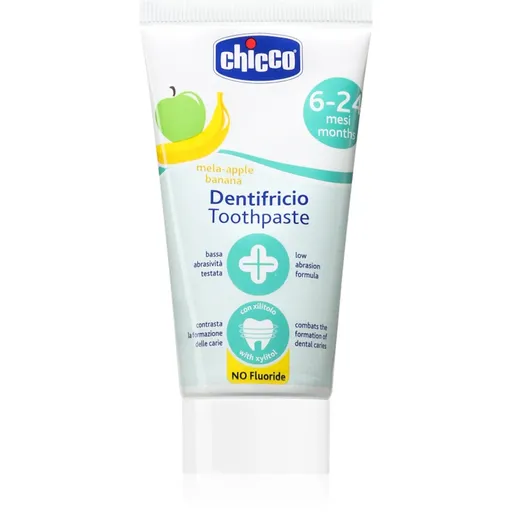 Chicco Fluoride-Free Toothpaste 6-24m zubná pasta bez fluoridu Apple-Banana 50 ml