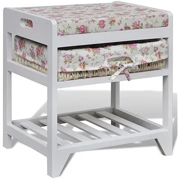 Úložná lavica s policou na topánky a úložným košíkom paulovniové drevo (241541)