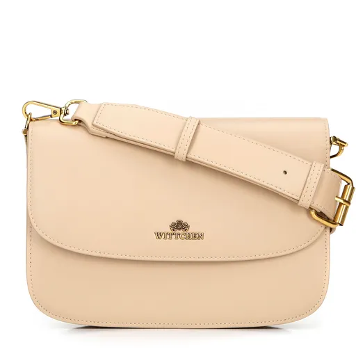 Malá listová kabelka z prírodnej kože béžová 100-4E-215-9