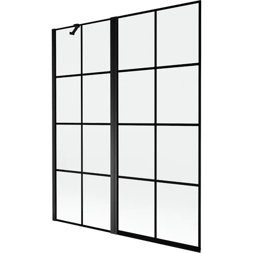 MEXEN - MIST vaňová zástena 140x150 cm 6mm f+s, čierna, dekor, ľavá 8A9-140-011-70-77-L