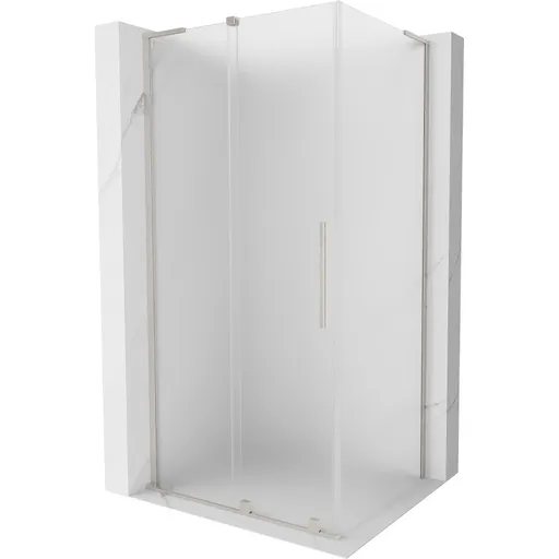 MEXEN/S - Velar L sprchovací kút, posuvné dvere 90 x 100, dekor, nikel kartáčovaný 871-090-100-33-97