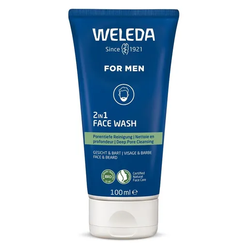 WELEDA For Men 2v1 Čistiaci gél na tvár a fúzy 100 ml