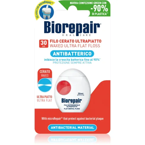 Biorepair Dental Floss Non-Waxed Ultra-Flat nevoskovaná dentálna niť pre citlivé zuby Red 30 m