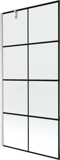 MEXEN/S - Next vaňová zástena FIX 90 x 150, čierna vzor, nikel kartáčovaná 895-090-000-00-77-97