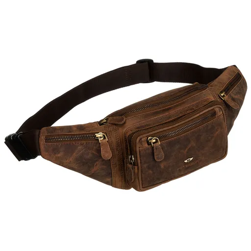 Kožená priestranná pánska kapsička v hnedej farbe