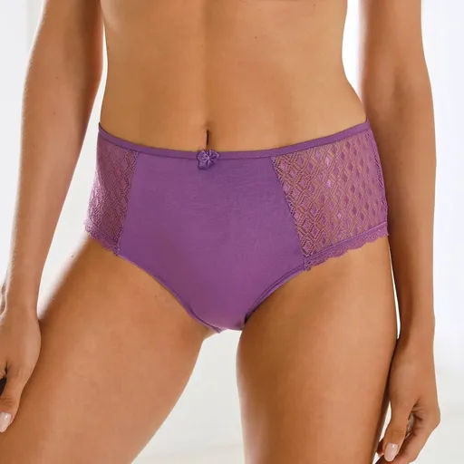 Súprava 2 jednofarebných maxi nohavičiek Coria zn. Confidence Lingerie® z bavlny a čipky