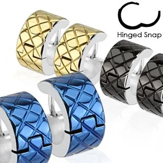 Náušnice z chirurgickej ocele - farebné kruhy s lemom striebornej farby - Farba: Čierna