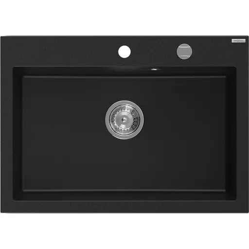 MEXEN MEXEN - Elix granitový drez 1-miska 700 x 500 mm, čierna, sifón chróm 6526701005-77