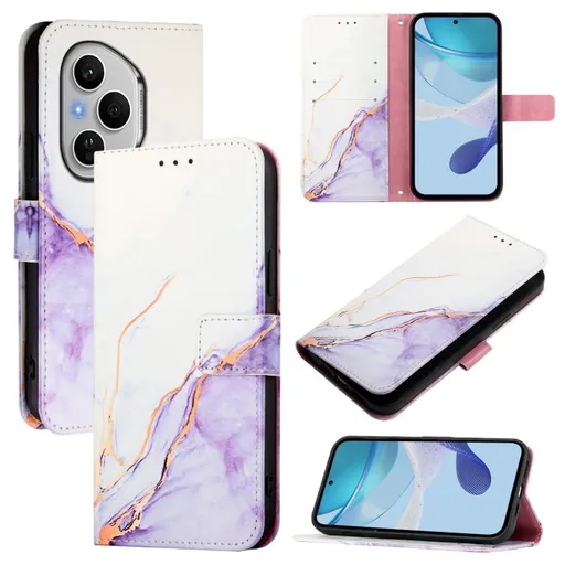ART MARBLE Peňaženkový kryt pre Honor 400 Pro 5G WHITE PURPLE