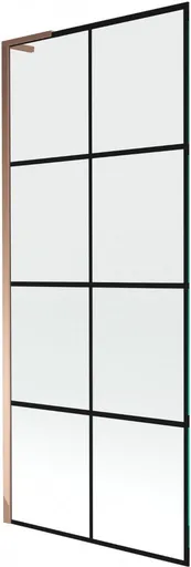 MEXEN/S - Next L vaňová zástena FIX 80 x 150, čierna vzor, ružové zlato 895-080-000-03-77-60