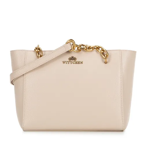 Dámska ramenná kožená kabelka svetlý béž 100-4E-604-99