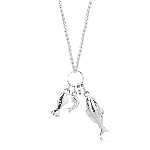 Náhrdelník zo striebra 925 - prívesok s rybami, delfín, tenká retiazka