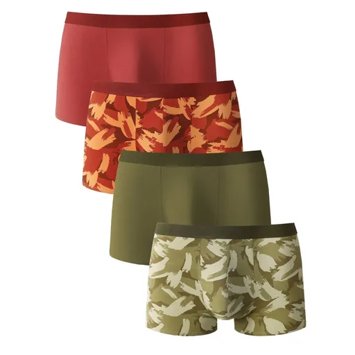 Súprava 4 boxeriek s výrazným pružným pásom a potlačou a jednofarebné