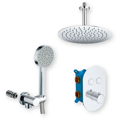 Mereo Sprchová sada s termostatickou podomietkovou tlačidlovou batériou - 2-cestná - oválny kryt CB60106TB4
