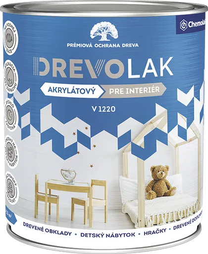 DREVOLAK V 1220 - Vodou riediteľný lak na drevo bezfarebný lesklý 0,6 L
