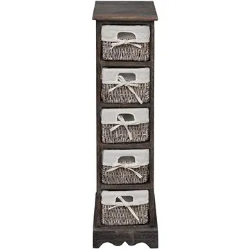 Drevená komoda s 5 košíkmi, hnedá (240801)