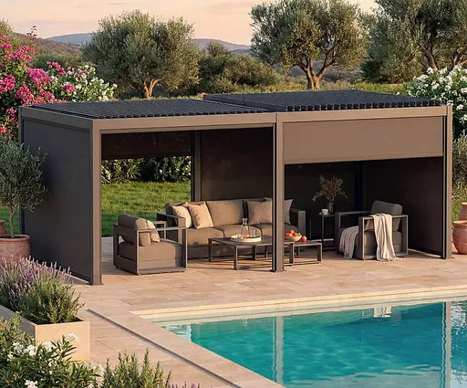 DEOKORK Záhradný kovový altánok ECONOMY 6x3 m (grafit)