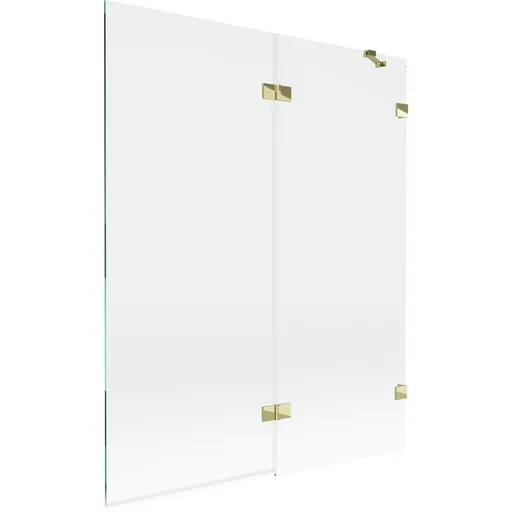 MEXEN/S - Lunar vaňová zástena 2-krídlová pravá 140 x 150, transparent, zlatá 897-140-100-50-00-P