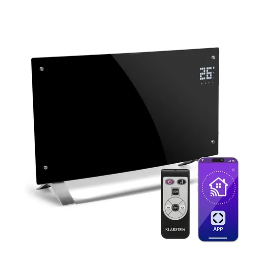 Klarstein Bornholm Curved Smart, konvektor, 2000 W, ovládanie cez aplikáciu, čierny